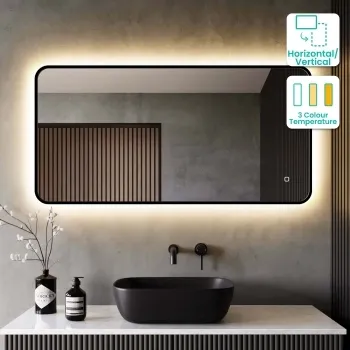 Mila Black Framed Backlit llluminated LED Mirror 600x1200mm