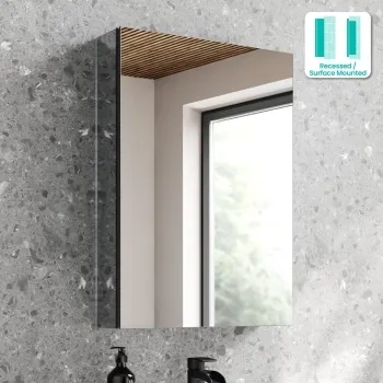 Esme Matt Black Recessed Mirror Cabinet 700x500mm