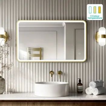 Mila Brushed Brass Illuminated LED Mirror 600x1000mm