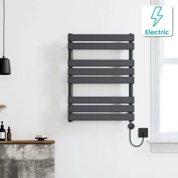 Santorini Electric Anthracite Flat Panel Heated Towel Rail 800x600mm