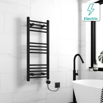 Barcelona Electric Matt Black Straight Heated Towel Rail 1000x400mm