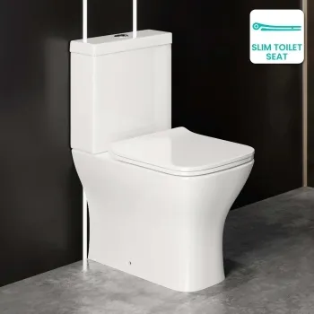 Atlanta Fully Back to Wall Close Coupled Toilet With Soft Close Slim Seat