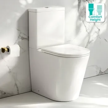 Loma Rimless Comfort Height Close Coupled Toilet With Premium Soft Close Slim Seat