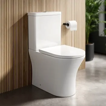Brooklyn Rimless Fully Back To Wall Close Coupled Toilet With Soft Close Seat