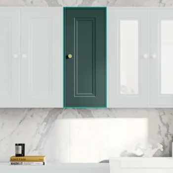 Midnight Green Wall Hung Cabinet 700x300mm - Brushed Brass Accents