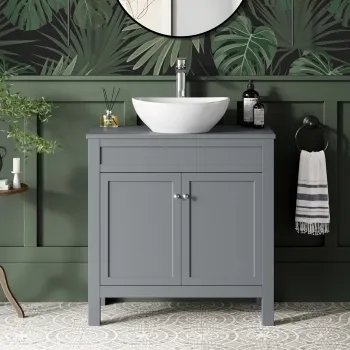 Bermuda Dove Grey Vanity With Oval Counter Top Basin 800mm