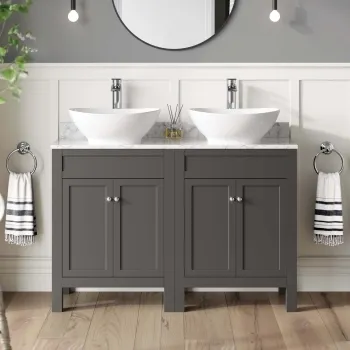 Bermuda Graphite Grey Vanity with Marble Top & Oval Counter Top Basin 1200mm