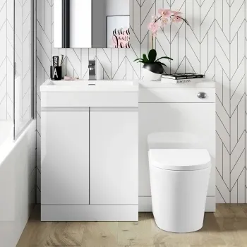 Trent Gloss White Combination Vanity Basin and Boston Toilet 1100mm - Left Handed