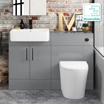 Harper Stone Grey Combination Vanity Basin and Boston Toilet 1200mm - Black Accents