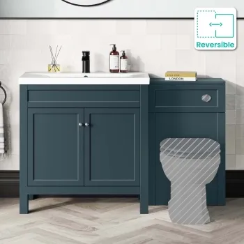 Bermuda Inky Blue Basin Vanity Drawer and Back To Wall Toilet 1300mm (Excludes Pan & Cistern)