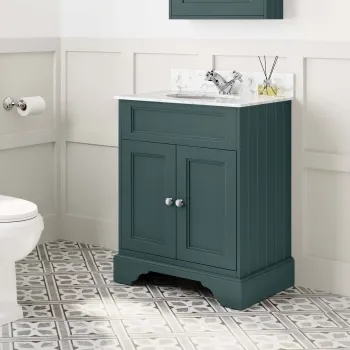 Lucia Midnight Green Vanity with Marble Top & Undermount Basin 630mm