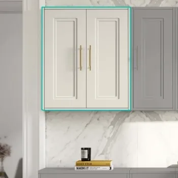 Chalk White Wall Hung Cabinet 700x600mm - Brass Knurled Handles