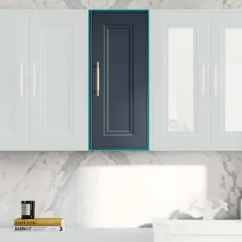 Inky Blue Wall Hung Cabinet 700x300mm - Brass Knurled Handles