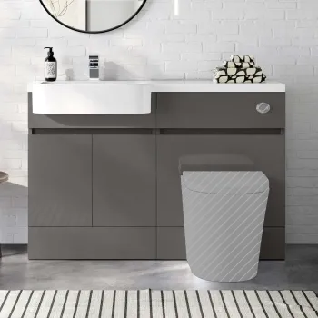 Foster Tungsten Grey Basin Vanity With Back To Wall Unit 1200mm (Excludes Toilet) - Left Handed