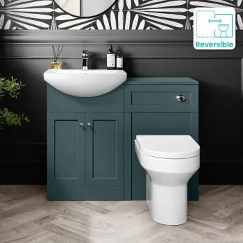 Capri Mystic Green Combination Vanity Basin and Denver Toilet 1050mm - Chrome Handles