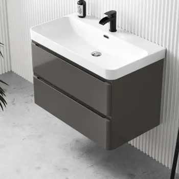 Corsica Tungsten Grey Wall Hung Basin Drawer Vanity 800mm