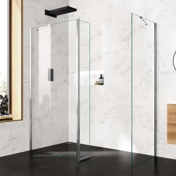 Copenhagen Easy Clean 8mm Walk In Shower Enclosure 1000mm & 700mm Glass with Pivotal Return Panel