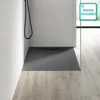 Tokyo Rectangular Matt Grey Slate Texture Stone Shower Tray 1000x700mm