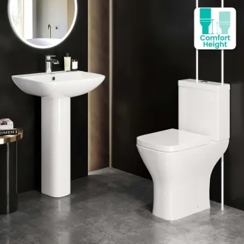 Atlanta Comfort Close Coupled Toilet & Pedestal Basin Set