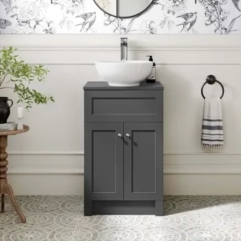 Milos Slate Grey Vanity with Mesa Basin 500mm - Brushed Handles