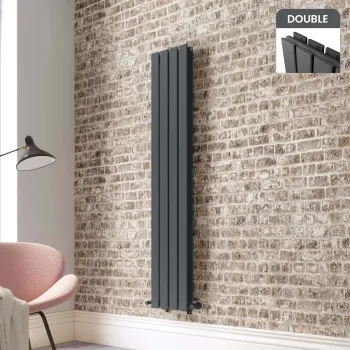 Faro Anthracite Double Flat Panel Vertical Radiator 1600x280mm
