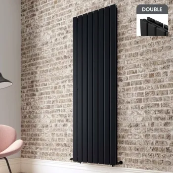 Faro Matt Black Double Flat Panel Vertical Radiator 1800x560mm