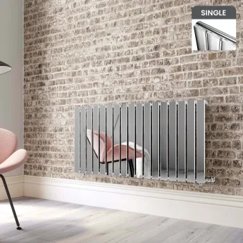 Faro Chrome Single Flat Panel Horizontal Radiator 600x1190mm