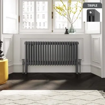 Athens Anthracite Triple Column Horizontal Traditional Radiator 450x1010mm