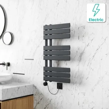 Seville Electric Anthracite Designer Flat Panel Heated Towel Rail 800x450mm