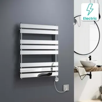 Santorini Electric Chrome Flat Panel Heated Towel Rail 800x600mm