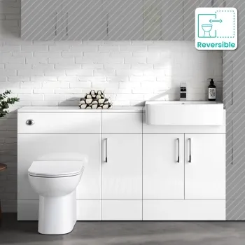Harper Gloss White Combination Vanity Basin and Aruba Toilet 1500mm
