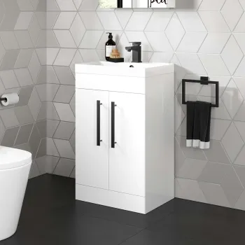 Avon Gloss White Basin Vanity 500mm - Black Accents