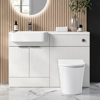 Sicily Fluted Coastal White Combination Vanity Basin and Tucson Toilet 1200mm - Chrome Handles- Left Handed