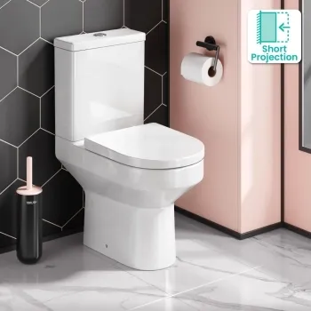 Denver Short Projection Rimless Close Coupled Toilet With Soft Close Seat