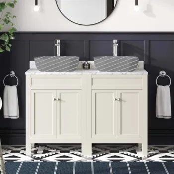Bermuda Chalk White Cabinet with Marble Top 1200mm - Excludes Counter Top Basin