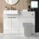Sicily Fluted Coastal White Basin Vanity and Back To Wall Toilet Unit 1200mm (Excludes Toilet) - Brushed Brass Accents