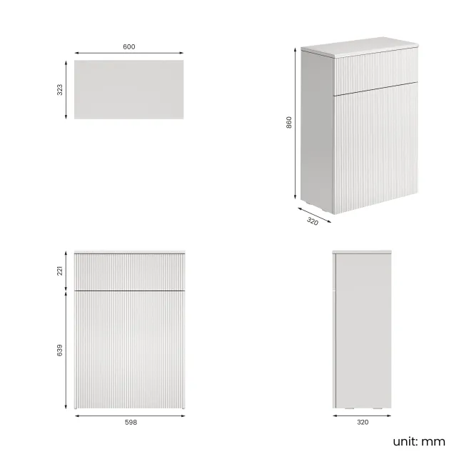 Sicily Fluted Coastal White 600 Toilet Unit
