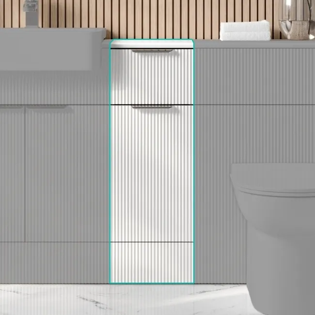 Sicily Fluted Coastal White Side Cabinet Unit 300mm - Chrome Handles