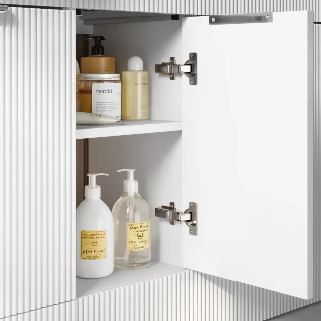 Sicily Fluted Coastal White Side Cabinet Unit 300mm - Chrome Handles