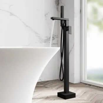 Tamar Matt Black Freestanding Bath Shower Mixer Tap