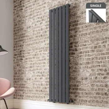 Faro Anthracite Single Flat Panel Vertical Radiator 1800x420mm