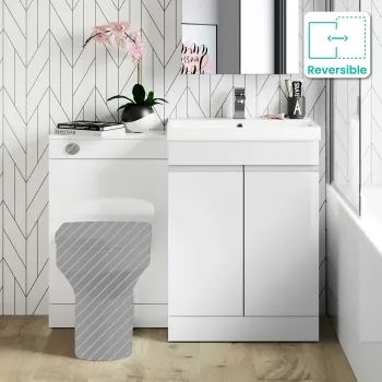 Trent Gloss White Basin Vanity and Back To Wall Unit 1100mm