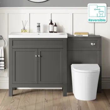 Bermuda Graphite Grey Combination Vanity Basin and Boston Toilet 1300mm