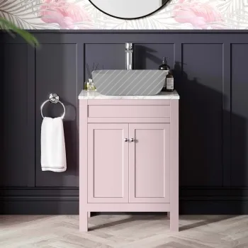 Bermuda Cashmere Pink Cabinet with Marble Top 600mm - Excludes Counter Top Basin