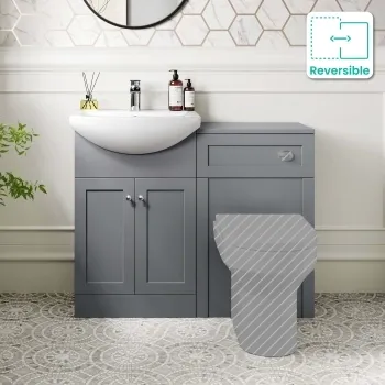 Capri Fog Grey Basin Vanity and Back To Wall Unit 1050mm (Excludes Toilet) - Chrome Handles