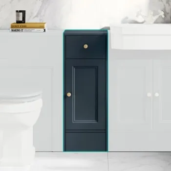 Monaco Inky Blue Side Cabinet Unit 300mm - Brushed Brass Accents