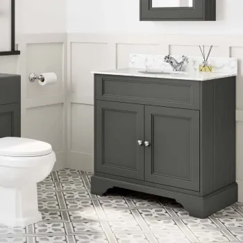 Lucia Graphite Grey Vanity with Marble Top & Undermount Basin 830mm