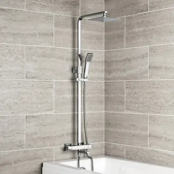 Galway Square Chrome Thermostatic Bath Filler Shower Set