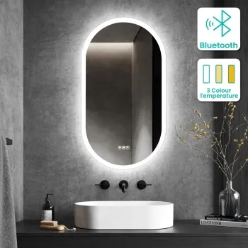 Alisha Pill Illuminated LED Mirror With BLUETOOTH Speaker 900x500mm