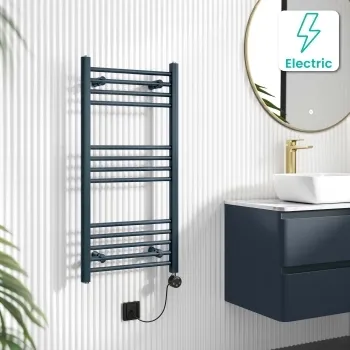 Barcelona Electric Inky Blue Straight Heated Towel Rail 1000x500mm